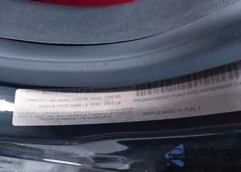 2016 Maserati Ghibli z USA, uszkodzony, nr VIN ZAM57XSAXG1172407